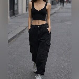 Joah Brown Black Crop Tank Top